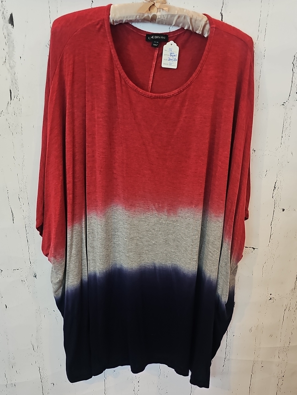 Women’s Red-Gray-Blue Ombre Relaxed Tunic Top